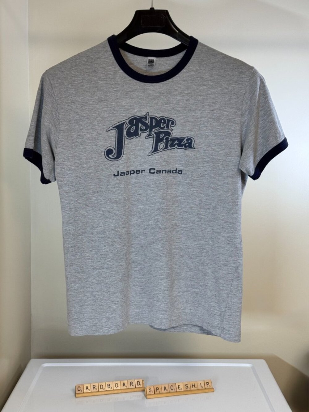 Vintage Y2K Jasper Pizza Place Ringer T Shirt Mens Large Heather Grey